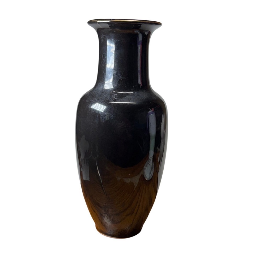 Vintage Japanese Black Porcelain Peacock Vase Ginger Jar Tea Cup Set 7pc Japan - Picture 11 of 15